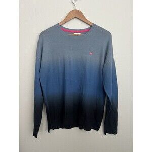 Sundry Ombre Tie Dye Blue Black 2 M Crewneck Sweater Merino Wool Cashmere Blend